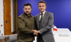 Volodymyr Zelensky et Emmanuel MAcron à Grenade, en Espagne, le 5 octobre 2023. ( AFP / LUDOVIC MARIN )