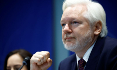 Julian Assange, fondateur de WikiLeaks, assiste à une audition de l'APCE à Strasbourg
