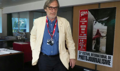 Jean-François Leroy, directeur et fondateur du festival de photo "Visa pour l'Image", lors de la 31e édition du festival à Perpignan, le 5 septembre 2019 dans les Pyrénées-Orientales ( AFP / RAYMOND ROIG )