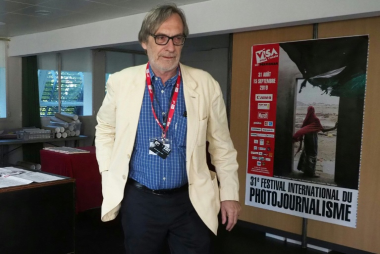 Jean-François Leroy, directeur et fondateur du festival de photo "Visa pour l'Image", lors de la 31e édition du festival à Perpignan, le 5 septembre 2019 dans les Pyrénées-Orientales ( AFP / RAYMOND ROIG )