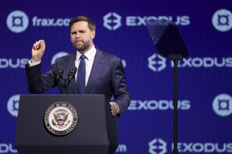Le vice-président américain, JD Vance, lors de la conférence Bitcoin 2025 à Las Vegas, le 28 mai 2025 dans le Nevada ( AFP / Ian Maule )