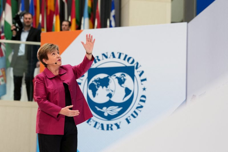 Kristalina Georgieva, directrice générale du FMI, prononce un discours avant les réunions de printemps du FMI et de la Banque mondiale à Washington