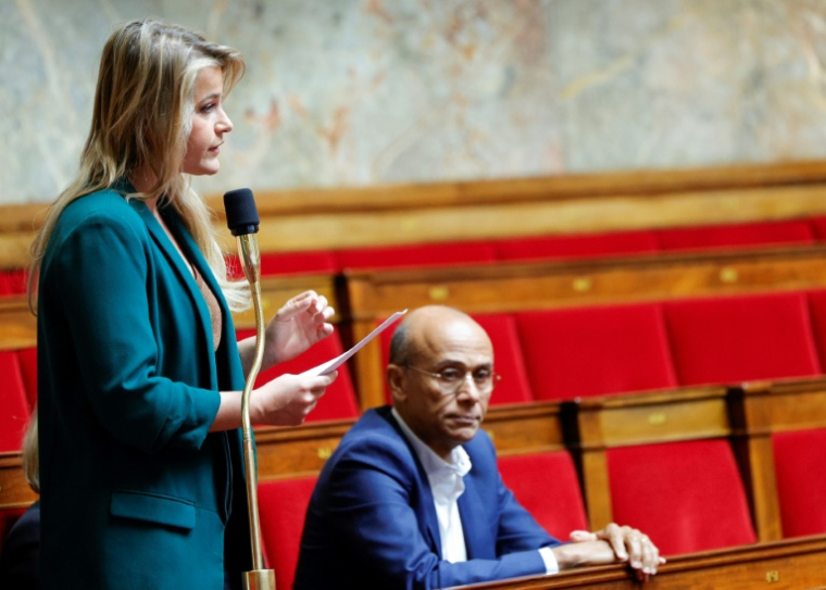 La députée socialiste Céline Hervieu, le 8 avril 2026 à l'Assemblée nationale, à Paris ( AFP / GEOFFROY VAN DER HASSELT )
