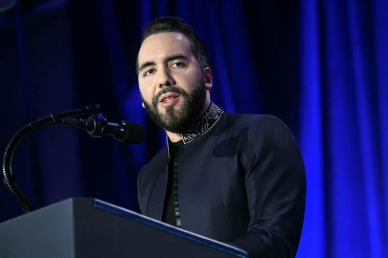 Le président salvadorien Nayib Bukele le 5 février 2026 à Washington  ( AFP / SAUL LOEB )