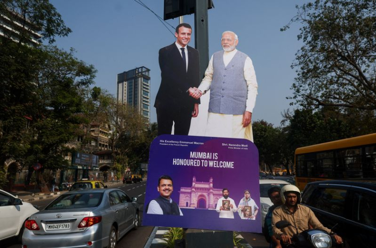 Scènes avant la visite du président français Macron en Inde, à Mumbai