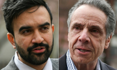 Combinaison de photos créée le 24 juin montrant à gauche Zohran Mamdani, à droite Andrew Cuomo, les deux favoris de la primaire démocrate de New York  ( AFP / ANGELA WEISS )