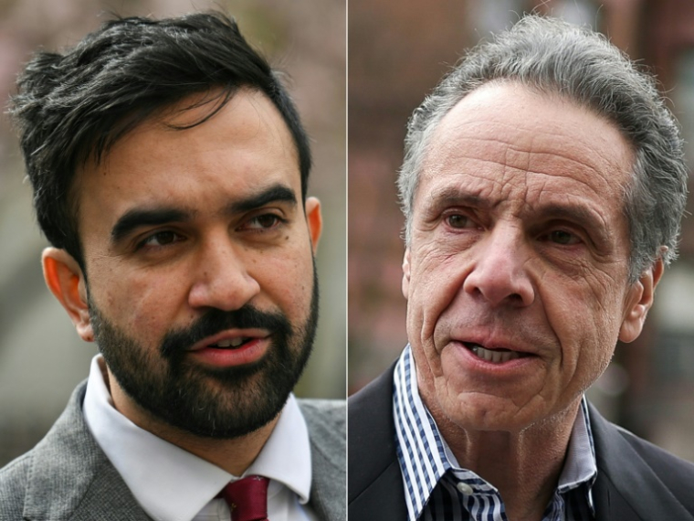 Combinaison de photos créée le 24 juin montrant à gauche Zohran Mamdani, à droite Andrew Cuomo, les deux favoris de la primaire démocrate de New York ( AFP / ANGELA WEISS )