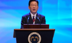 Le président sud-coréen Lee Jae Myung prend la parole lors d'une cérémonie organisée à Séoul le 15 août 2026 pour célébrer le 81e anniversaire de la Journée de la libération de la Corée ( POOL / Lee Jin-man )