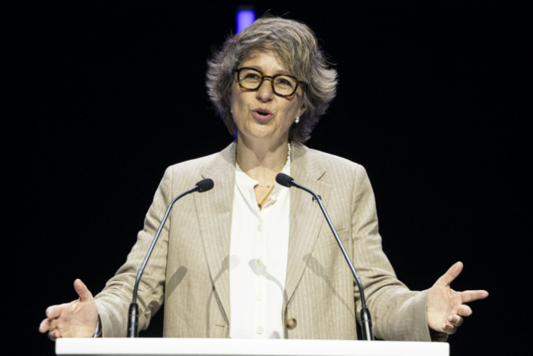 La présidente de la CFE-CGC Christelle Thieffinne à Satrsbourg le 10 juin 2026 ( AFP / ROMEO BOETZLE )