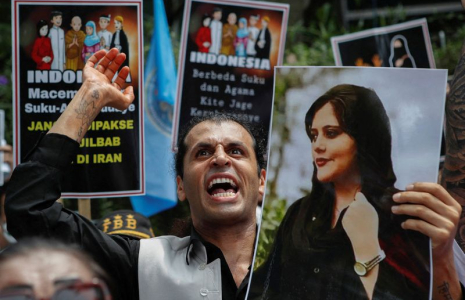 Une manifestation contre le régime iranien à la suite de la mort de Mahsa Amini
