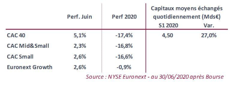 Performances des indices (Source : GreenSome Finance - Nyse Euronext)