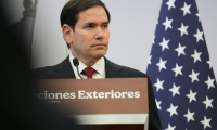 Le secrétaire d'État américain Marco Rubio lors d'une conférence de presse avec le ministre mexicain des Affaires étrangères Juan Ramon de la Fuente (hors champ) au ministère des Affaires étrangères à Mexico, le 3 septembre 2025 ( POOL / Jacquelyn Martin )