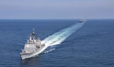 Le bâtiment américain USS Philippine Sea, dans le détroit d'Ormuz (illustration) ( US Department of Defense / MERISSA DALEY )