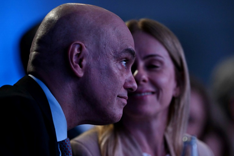 Alexandre de Moraes et son épouse à Rio de Janeiro, Brazil le 22 août 2025 ( AFP / MAURO PIMENTEL )