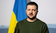 Le président ukrainien Volodimir Zelensky lors d'une conférence de presse