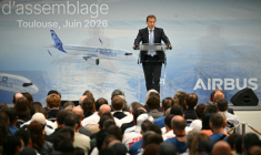 Guillaume Faury, le patron d'Airbus, lors de l'inauguration de la deuxième ligne d'assemblage de l'A320, Cornebarrieu, 15 juin 2026 ( AFP / Lionel BONAVENTURE )