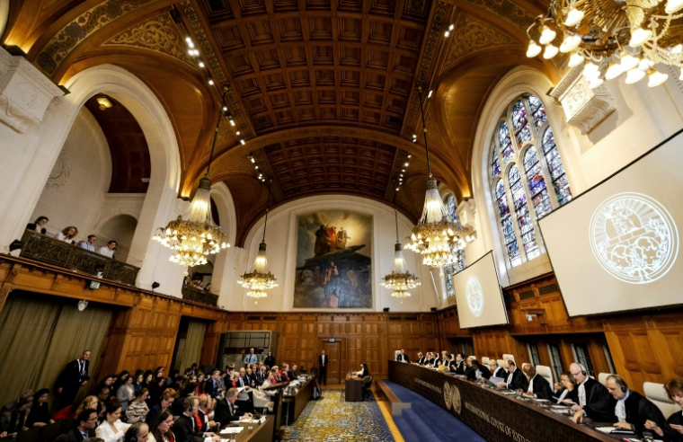 Audience devant la Cour internationale de Justice (CIJ) dans le cadre d'une affaire déposée par le Nicaragua contre l'Allemagne exigeant que les juges imposent des mesures d'urgence pour empêcher Berlin de fournir à Israël des armes et d'autres aides, le 8 avril 2024 à La Haye ( ANP / Robin van Lonkhuijsen )