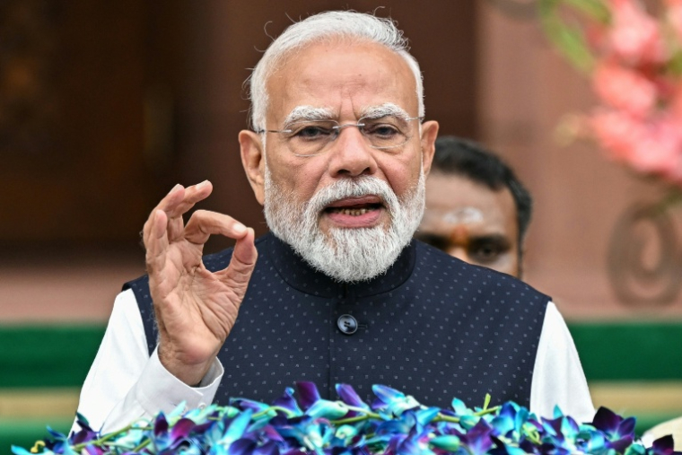 Le Premier ministre indien Narendra Modi s'exprime devant la presse le 20 juillet 2026 à New Delhi ( AFP / Sajjad HUSSAIN )
