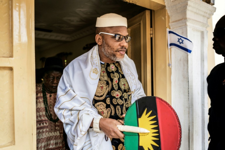 Nnamdi Kanu chez lui à Umuahia, le 26 mai 2017 au Nigeria ( AFP / MARCO LONGARI )
