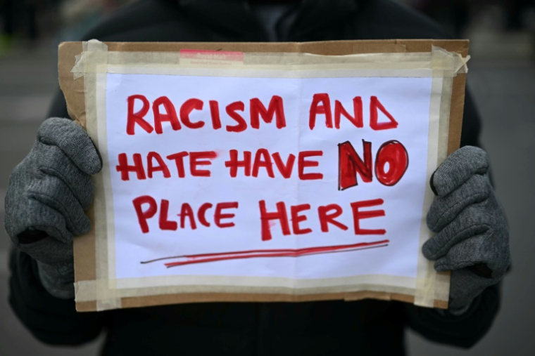 Manifestation contre l'extrême droite, organisée par l'Alliance Together, à Londres, le 28 mars 2026 ( AFP / JUSTIN TALLIS )