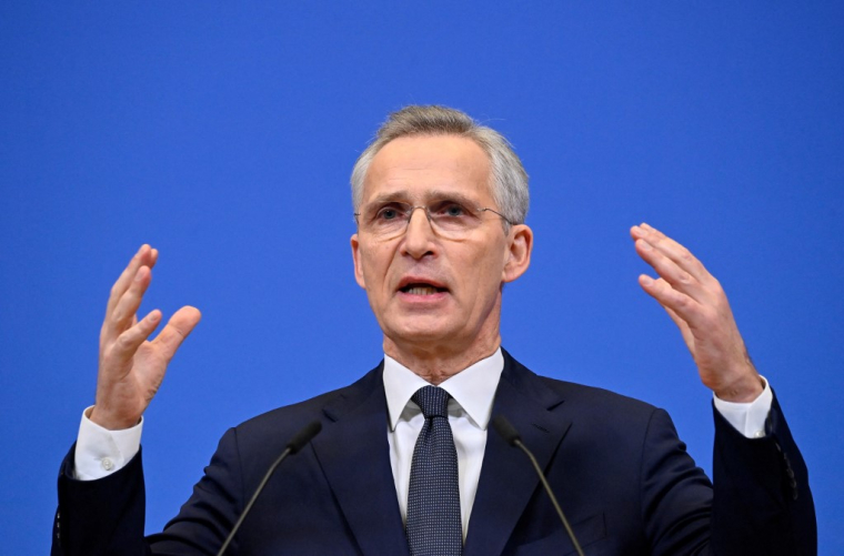 Jens Stoltenberg à Bruxelles, en Belgique, le 14 février 2024. ( AFP / JOHN THYS )