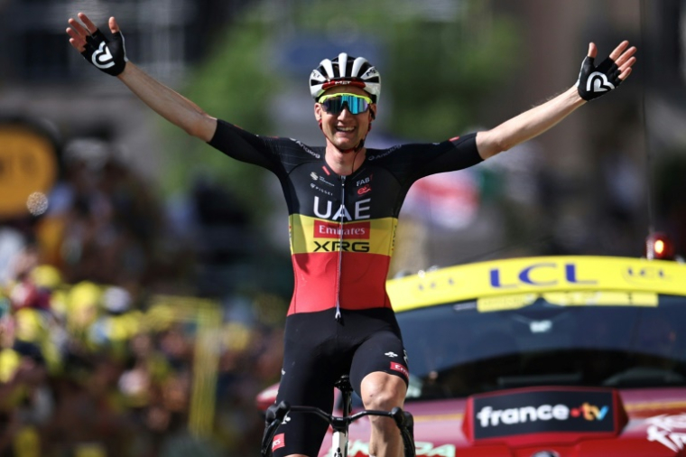 Le Belge Tim Wellens remporte la 15e étape du Tour de France, à Carcassonne, le 20 juillet 2025 ( AFP / Anne-Christine POUJOULAT )
