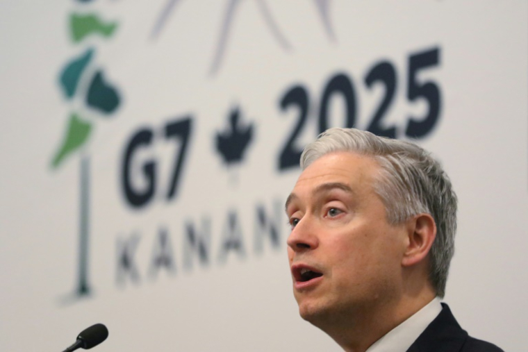 Le ministre canadien des Finances, François-Philippe Champagne, lors de la clôture de la réunion des ministres des Finances et des gouverneurs des banques centrales du G7 à Banff, en Alberta, au Canada, le 22 mai 2025 ( AFP / Dave Chidley )