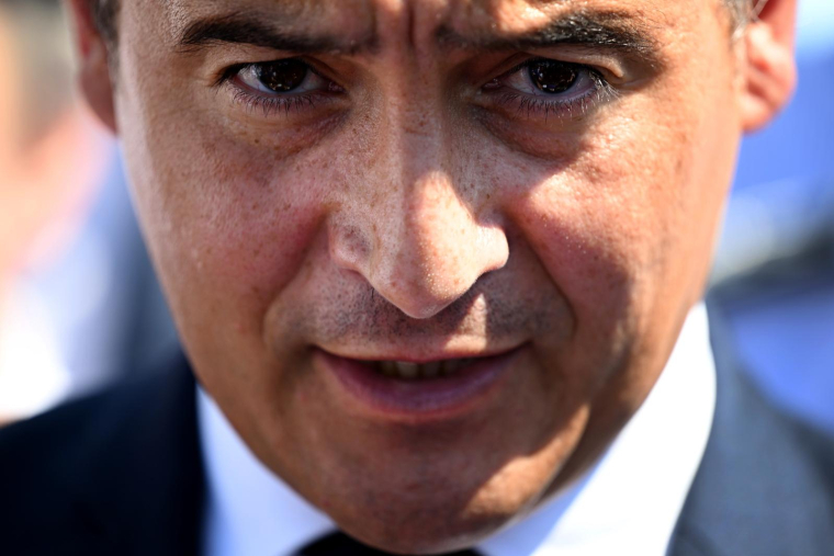 Gérald Darmanin, le 10 août 2022, à Mostuejouls ( AFP / Lionel BONAVENTURE )