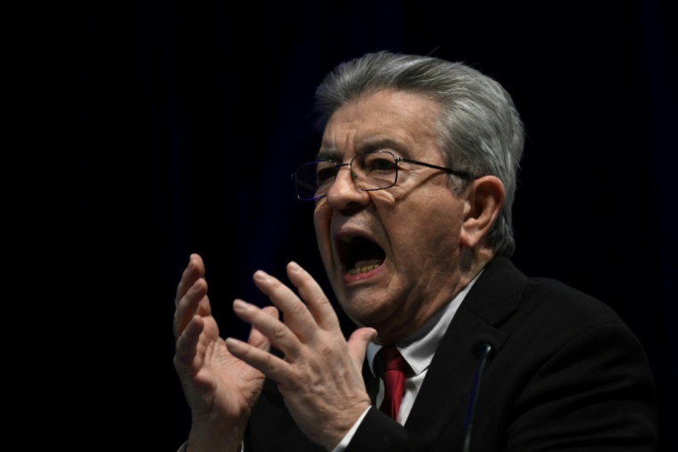 Le fondateur de La France insoumise Jean-Luc Mélenchon le 1er mars 2026, à Perpignan, dans les Pyrénées-Orientales ( AFP / Ed JONES )