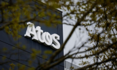 Une vue du logo de la société française de conseil informatique Atos à Nantes
