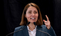 Sophie Binet à Pont-de-Claix, le 26 mars 2026. ( AFP / ALEX MARTIN )