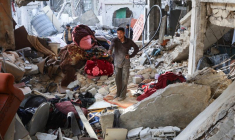 Le site d'une frappe israélienne dans la bande de Gaza