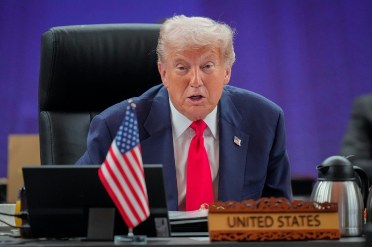 Le président américain Donald Trump prononce un discours au 47e sommet de l'Asean à Kuala Lumpur le 26 octobre 2025. ( POOL / Vincent Thian )
