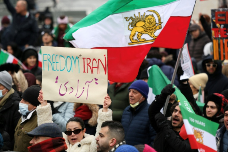 Manifestation en soutien au peuple iranien à New York, le 18 janvier 2025 ( AFP / CHARLY TRIBALLEAU )