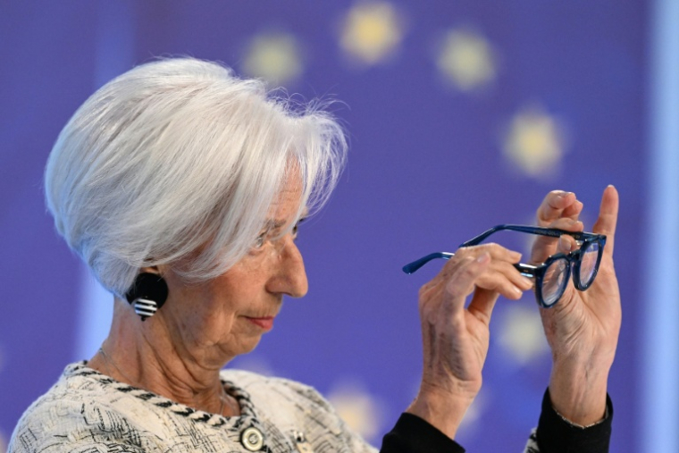 La présidente de la Banque centrale européenne (BCE), Christine Lagarde, lors d'une conférence de presse à Francfort, en Allemagne, le 30 avril 2026  ( AFP / Kirill KUDRYAVTSEV )