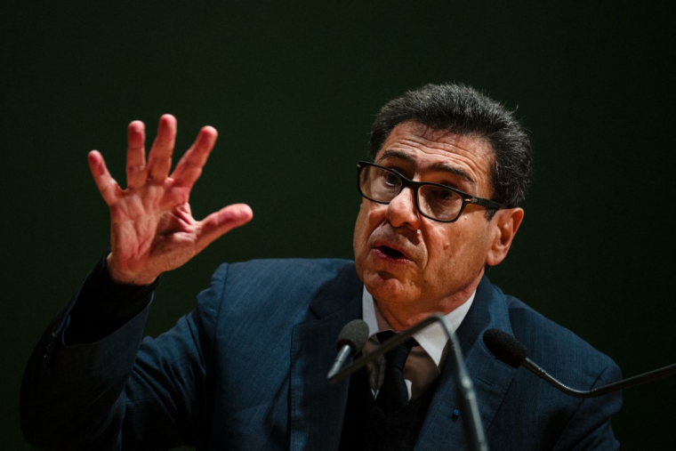 Philippe Aghion, au Collège de France, le 14 octobre 2025 ( AFP / DIMITAR DILKOFF )