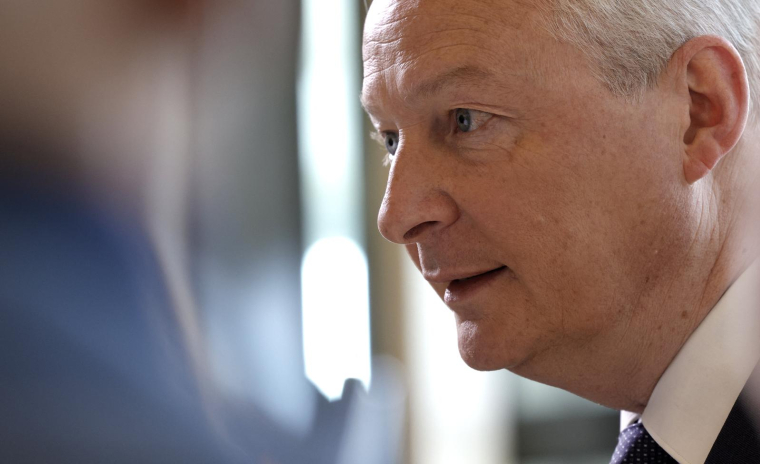 Bruno Le Maire, le 16 mai 2023, à Paris ( AFP / GEOFFROY VAN DER HASSELT )