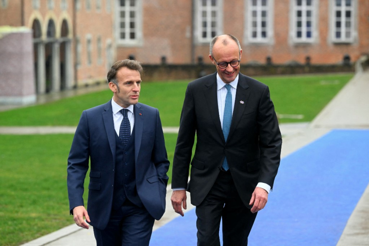 Emmanuel Macron à Alden Biesen, en Belgique, le 12 février 2026. ( AFP / NICOLAS TUCAT )