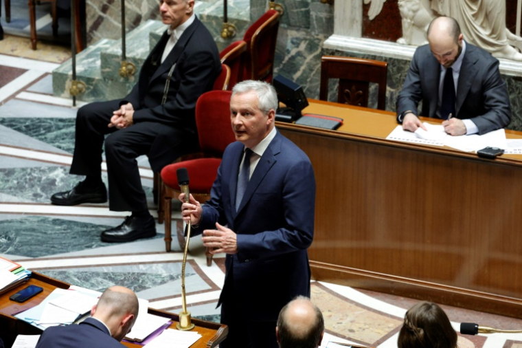 Le ministre de l'Economie et des Finances, Bruno Le Maire, à l'Assemblée nationale, le 4 juin 2024 à Paris ( AFP / Geoffroy VAN DER HASSELT )