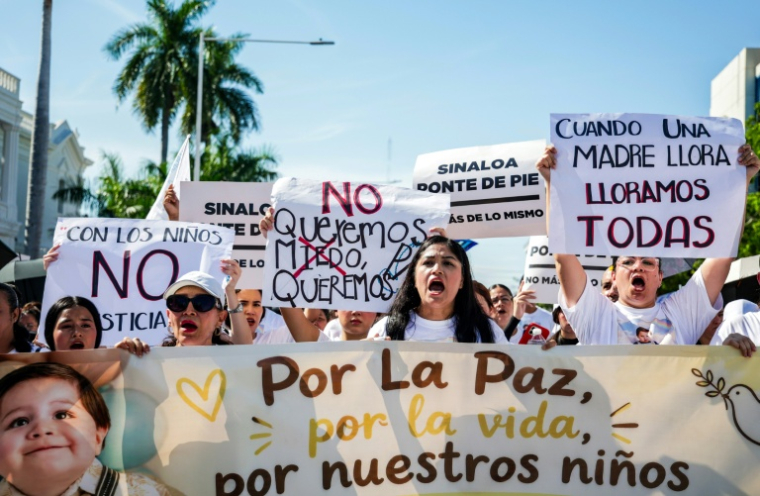 Manifestation contre la violence à Culiacan, dans l'Etat mexicain de Sinaloa, le 13 septembre 2026 ( AFP / Jesus Verdugo )