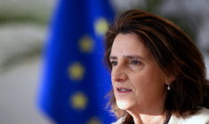 Teresa Ribera, vice-présidente de la Commission européenne, répond aux questions de l'AFP à Bruxelles le 30 janvier 2026   ( AFP / Nicolas TUCAT )