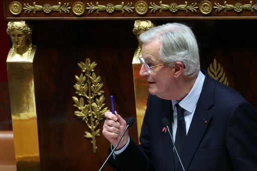 Le Premier ministre Michel Barnier à l'Assemblée nationale à Paris le 1er octobre 2024. ( AFP / ALAIN JOCARD )