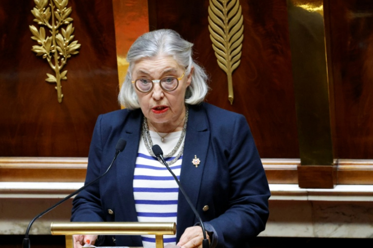 La députée Ensemble pour la République (EPR, macroniste) Nicole Dubré-Chirat, à l'Assemblée nationale, à Paris, le 12 mai 2025 ( AFP / Ludovic MARIN )