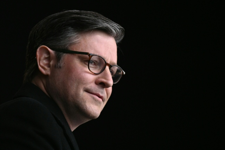 Le président républicain de la Chambre américaine des représentants, Mike Johnson, participe à une manifestation contre le droit à l'avortement, le 23 janvier 2026 à Washington ( AFP / Brendan SMIALOWSKI )