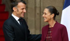 Les présidents français Emmanuel Macron et mexicaine Claudia Sheinbaum à Mexico le 7 novembre 2025 ( AFP / Ludovic MARIN )