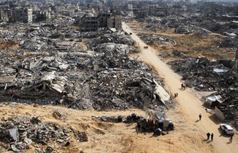 Les décombres de bâtiments à Rafah