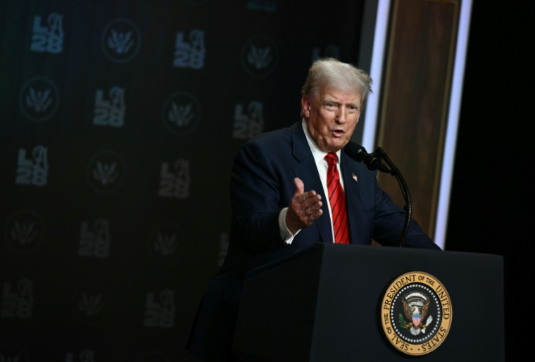 Le président américain Donald Trump lors d'une conférence de presse à la Maison Blanche le 5 août 2025 ( AFP / Brendan SMIALOWSKI )
