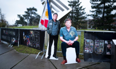 Des portraits de l'ancien président philippin Rodrigo Duterte à proximité de la Cour pénale internationale à La Haye, aux Pays-Bas, le 28 novembre 2025 ( ANP / Lina Selg )