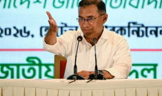 Le chef du Parti nationaliste du Bangladesh (BNP) et prochain Premier ministre, Tarique Rahman, le 14 février 2026 à Dacca ( AFP / Sajjad HUSSAIN )