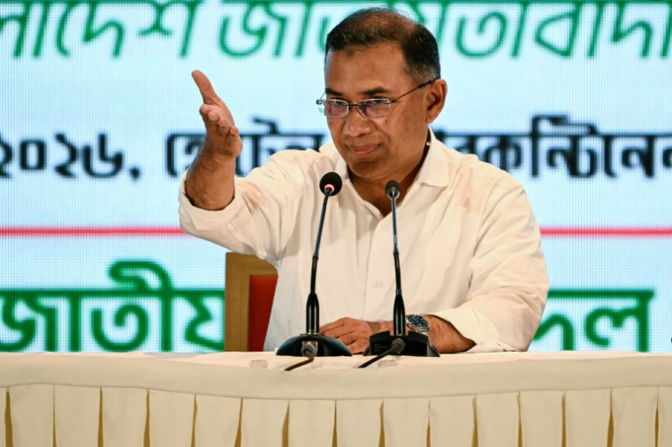 Le chef du Parti nationaliste du Bangladesh (BNP) et prochain Premier ministre, Tarique Rahman, le 14 février 2026 à Dacca ( AFP / Sajjad HUSSAIN )